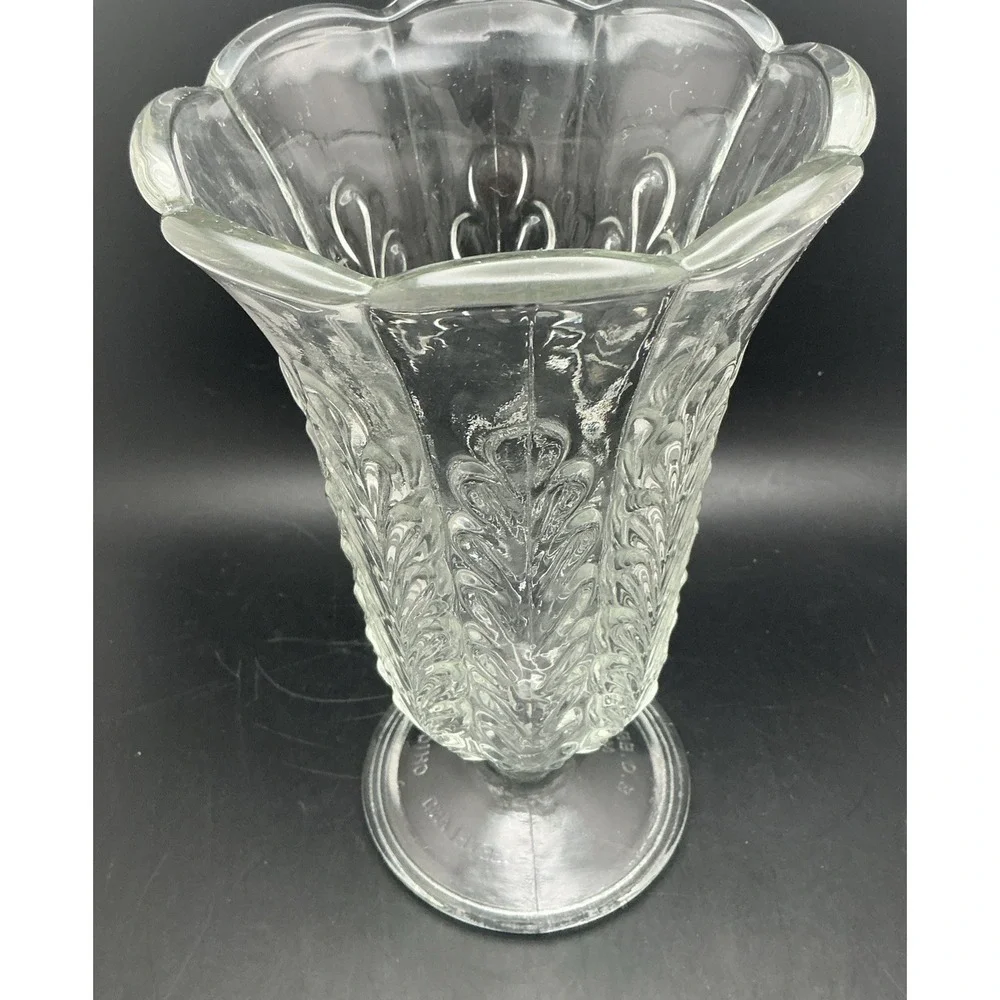 Vintage E. O. Brody Co M5200 Crystal Clear Glass Footed Vase 9